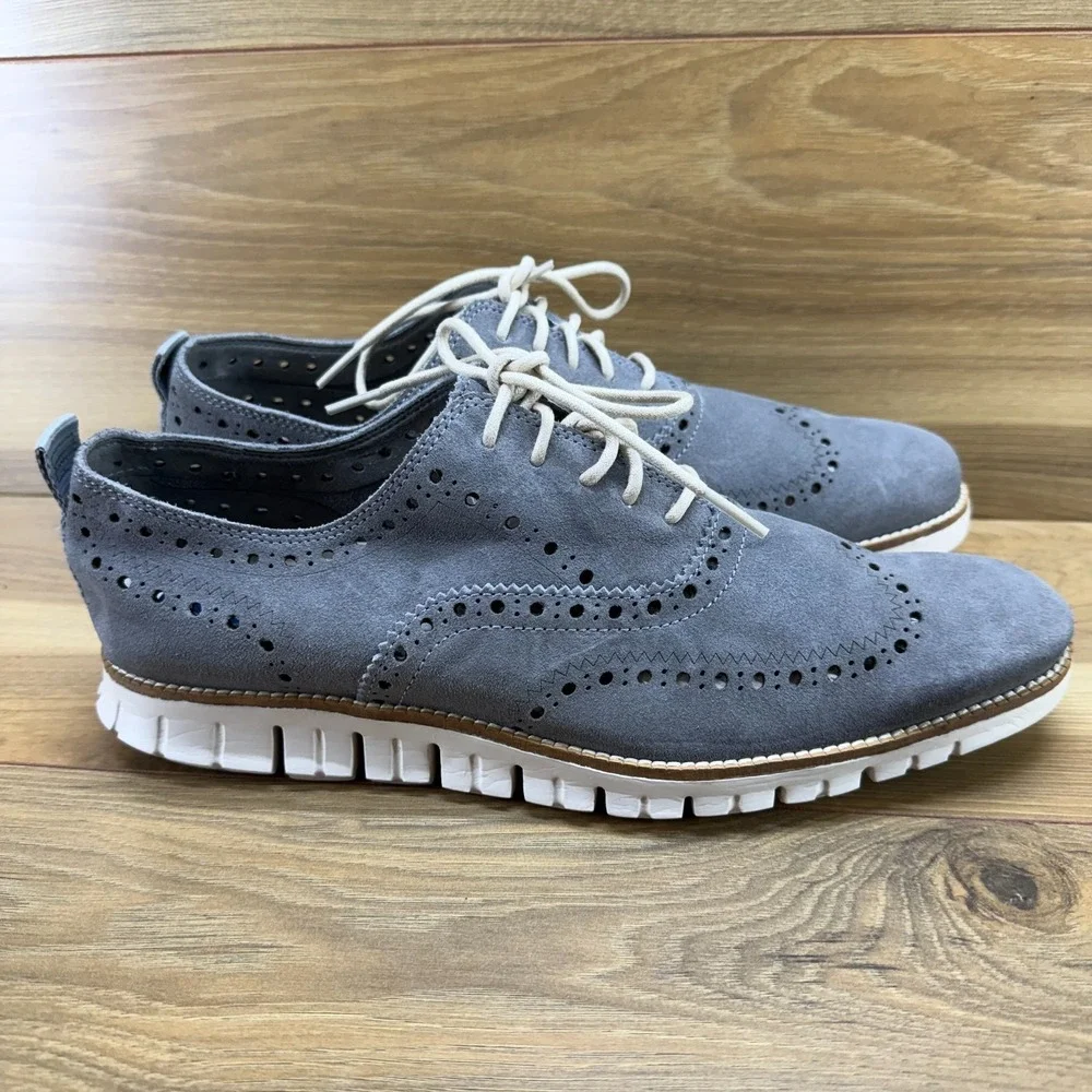 Cole Haan Zero Grand Remastered Oxfords Mens 11 M Gray Suede Business Casual